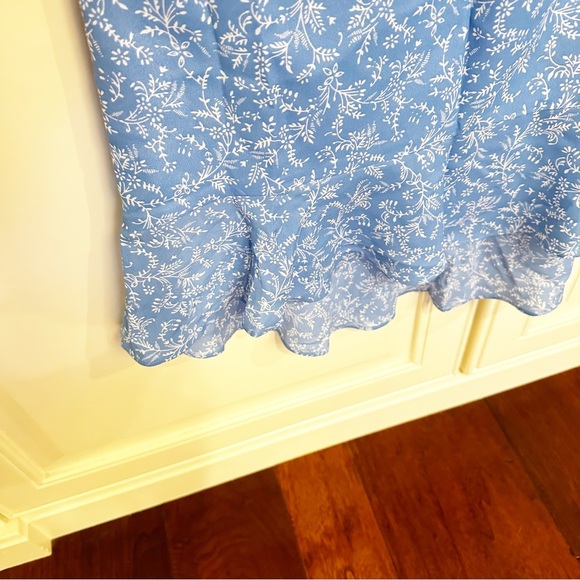 Joie Women’s Blue Microfloral Ruffle Flounce Sleeveless Keyhole Cutout Dress XS - Picture 9 of 11